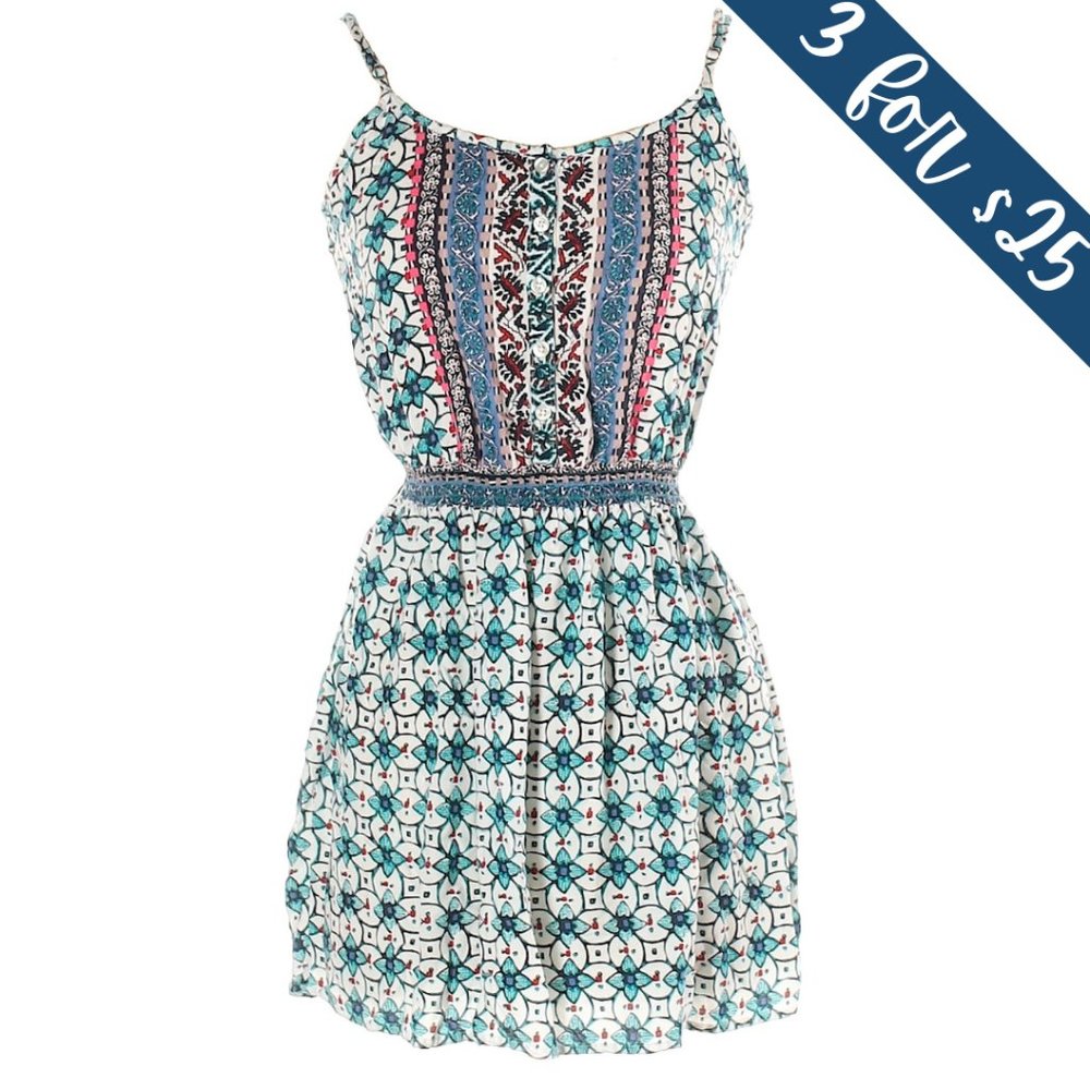 3/$18 Aeropostale Boho Print Keyhole Peasant Dress - Picture 4 of 12